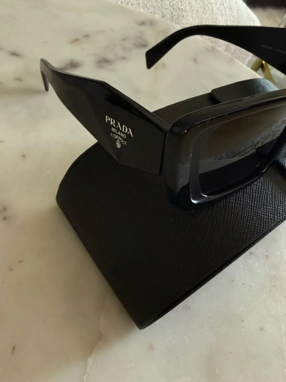 Prada Black Oversized Angular Cat-Eye Sunglasses